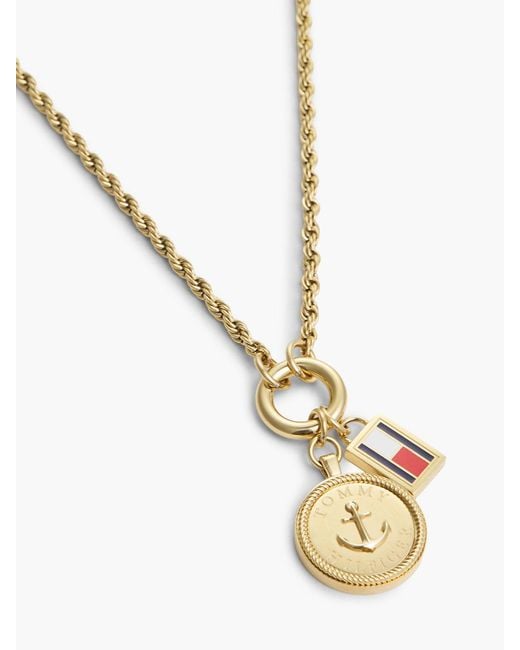 Tommy Hilfiger Metallic Plated Rope Chain Nautical Charm Necklace