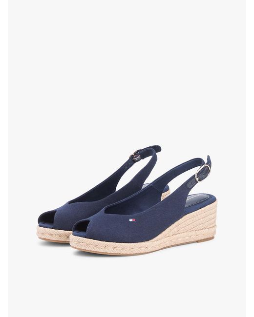 Tommy Hilfiger Blue Hemp Slingback Wedge Espadrilles