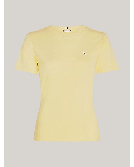 Tommy Hilfiger Slim Fit T-shirt Met Geborduurde Vlag in het Yellow