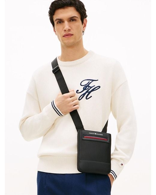 Tommy Hilfiger Black Metal Logo Crossbody Bag for men