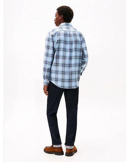Tommy Hilfiger Regular Fit Geruit Overhemd Van Twill in het Blue voor heren