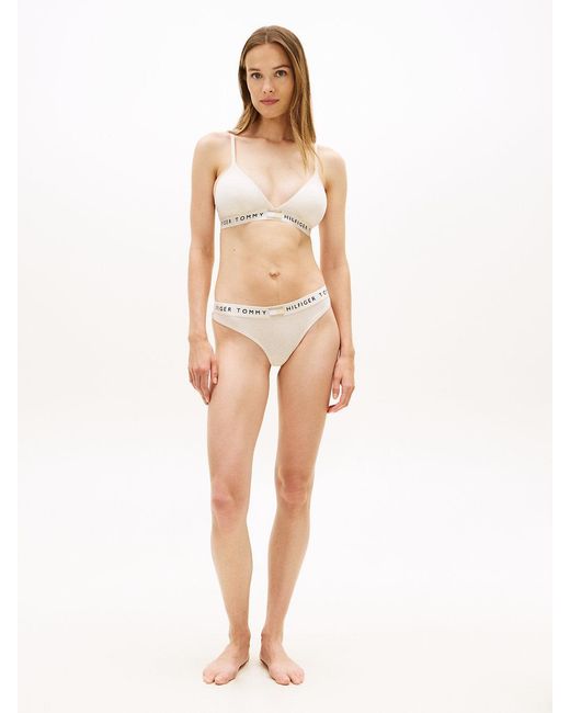 Tommy Hilfiger White Heritage Logo Removable Padding Triangle Bra