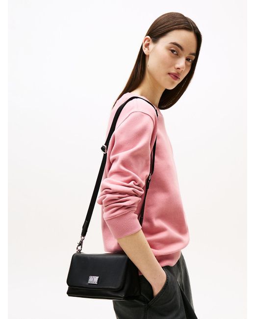 Borsa A Tracolla Con Patta E Logo di Tommy Hilfiger in Black