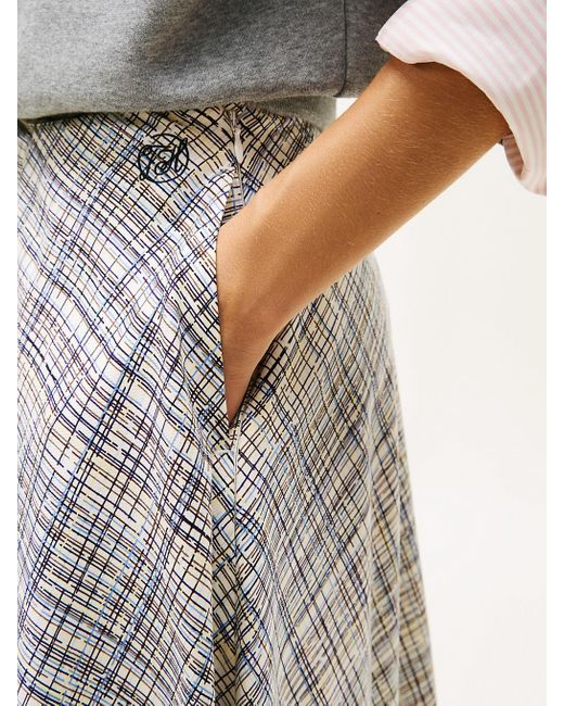 Tommy Hilfiger White Midi A-line Skirt With Linen
