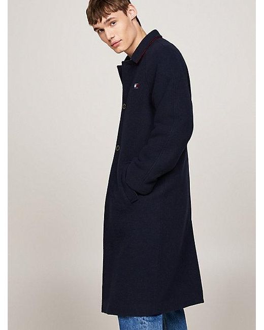 Abrigo De Lana Con Corte Largo Tommy Hilfiger de hombre de color Blue