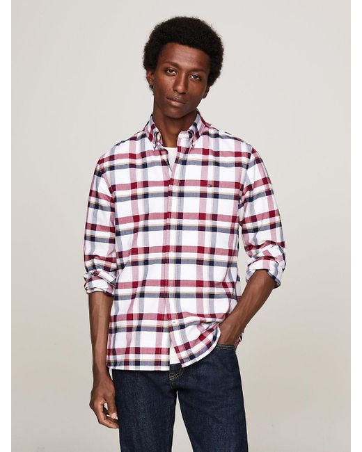 Tommy Hilfiger Red Check Regular Fit Oxford Shirt for men