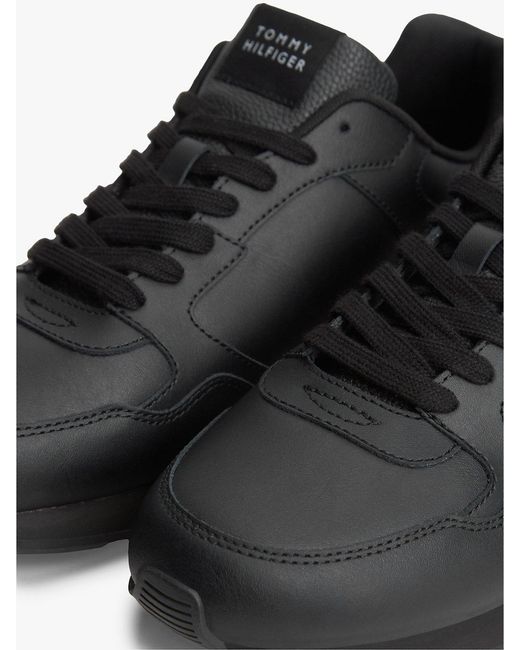Tommy Hilfiger Black Logo Lightweight Trainers With Leather for men