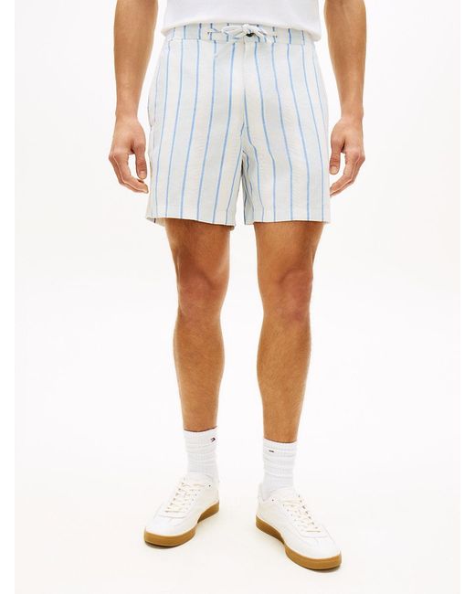Tommy Hilfiger White Dover Open Weave Dobby Regular Fit Shorts for men
