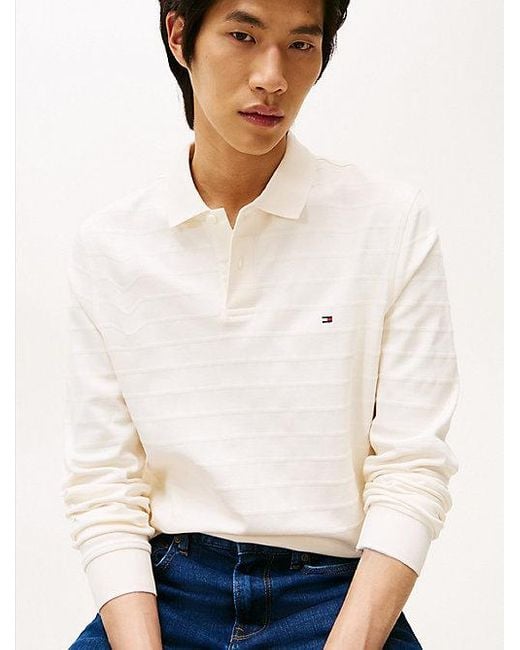 Tommy Hilfiger Regular Fit Polo Met Lange Mouwen in het White voor heren