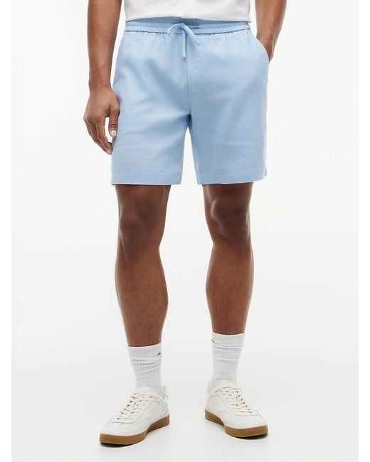 Tommy Hilfiger White Dover Linen Blend Regular Fit Chino Shorts for men
