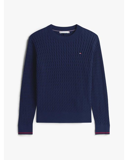 Pull En Maille Torsadée À Col Ras-Du-Cou Tommy Hilfiger en coloris Blue