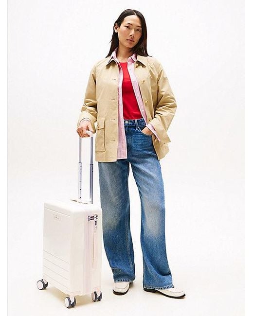 Tommy Hilfiger White Handgepäck-Trolley Mit Glänzender Hartschale