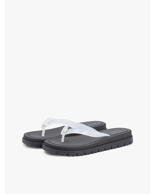 Tommy Hilfiger White Jelly Cleat Wedge Flip-Flops