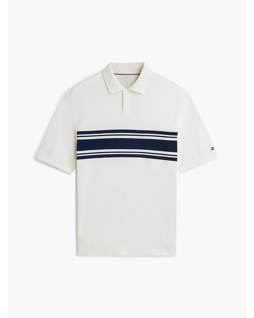 Tommy Hilfiger White Classic Fit Stripe Pique Polo Shirt for men