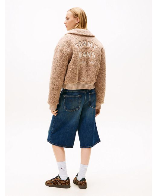 Bomber Universitaire En Polaire À Logo Au Dos Tommy Hilfiger en coloris Natural