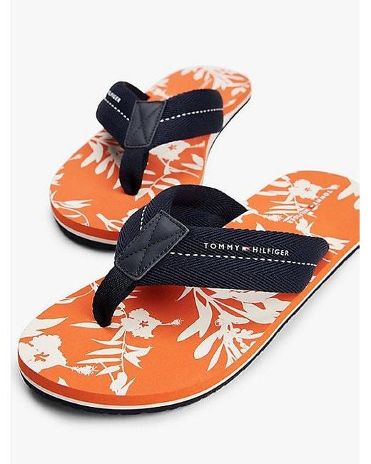 Tommy Hilfiger Teenslipper Met Webbing Band En Print in het Blue voor heren