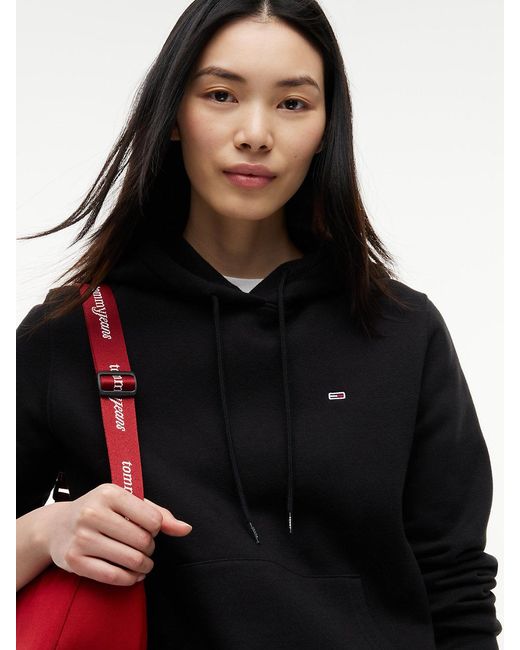 Tommy Hilfiger Black Brushed Fleece Drawstring Hoody