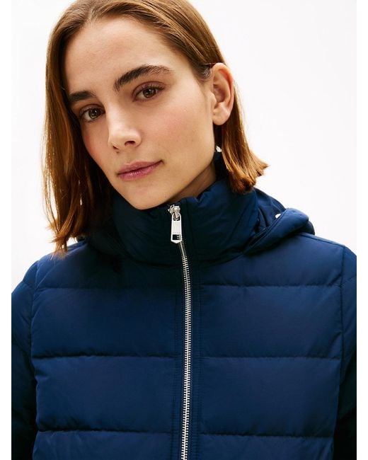 Tommy Hilfiger Blue Faux Fur Hood Down Puffer Jacket