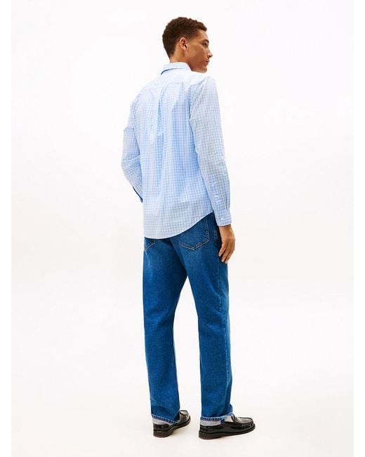 Tommy Hilfiger Blue Tattersall Poplin Regular Long Sleeve Shirts for men