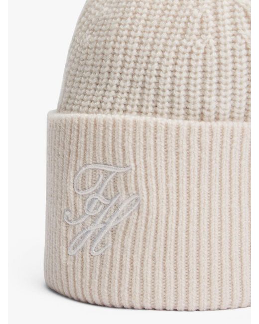 Tommy Hilfiger Natural Cashmere Blend Logo Embroidery Beanie