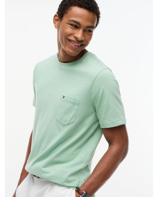 Tommy Hilfiger Green Patch Pocket Jersey Crew Neck T-Shirt for men