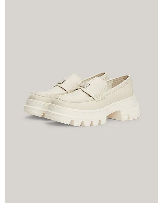 Tommy Hilfiger Leren Loafer Met Chunky Profielzool in het Natural