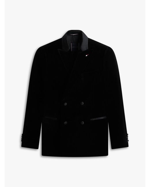 Tommy Hilfiger Black Velvet Regular Fit Double Breasted Blazer for men