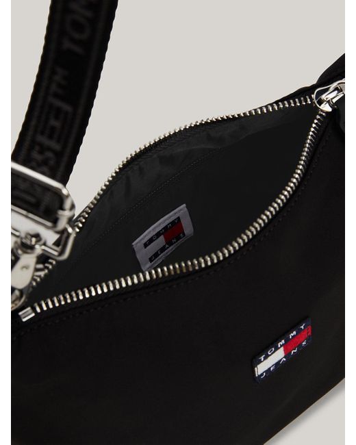 Tommy Hilfiger Black Heritage Logo Patch Repreve® Shoulder Bag
