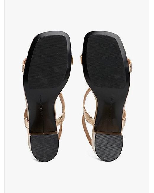 Tommy Hilfiger Metallic Leren Sandaal Met Blokhak in het White