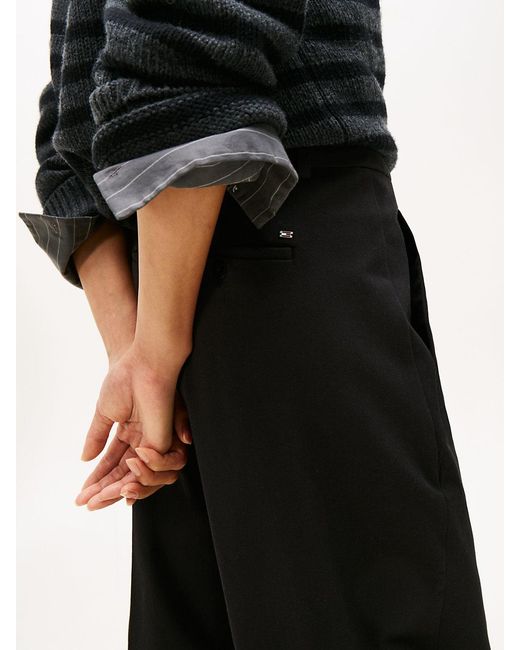 Tommy Hilfiger Black Barrel Leg Gabardine Trousers