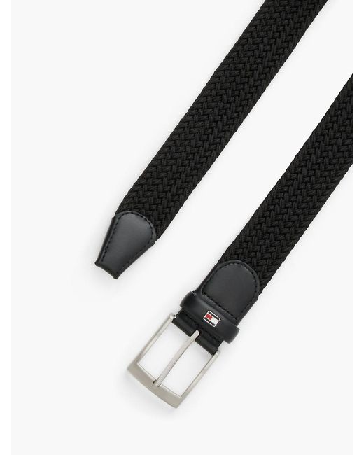 Cintura Adan Con Cinghia Elastica Intrecciata di Tommy Hilfiger in Black da Uomo