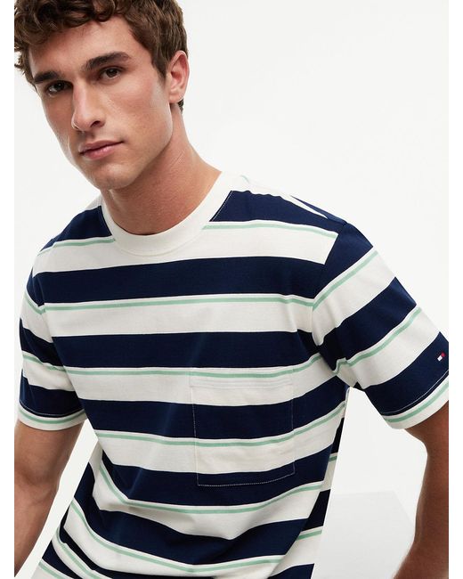 Tommy Hilfiger Blue Mixed Stripe Relaxed Jersey T-Shirt for men