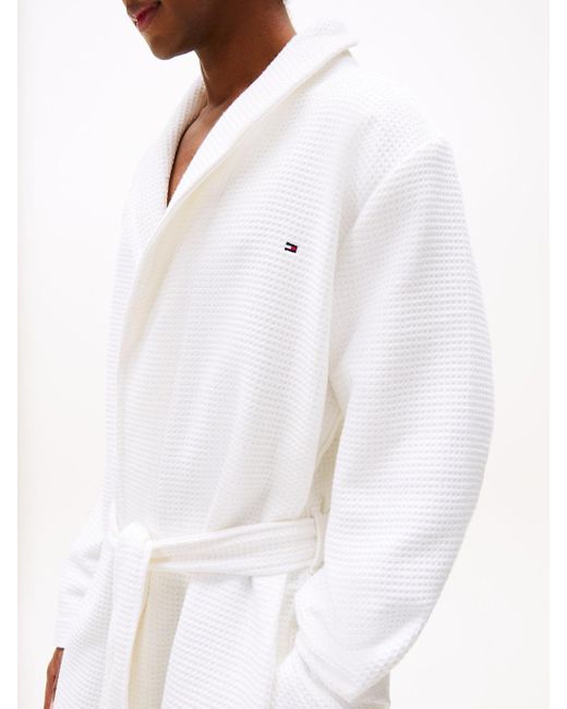 Tommy Hilfiger White Th Original Waffle Bathrobe for men