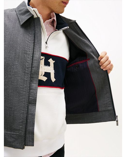 Tommy Hilfiger Gray Smart Casual Wool Blend Zip-Thru Jacket for men