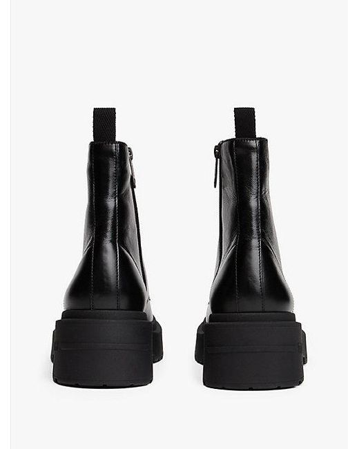 Tommy Hilfiger Halfhoge Glanzend Leren Laars Met Profielzool in het Black