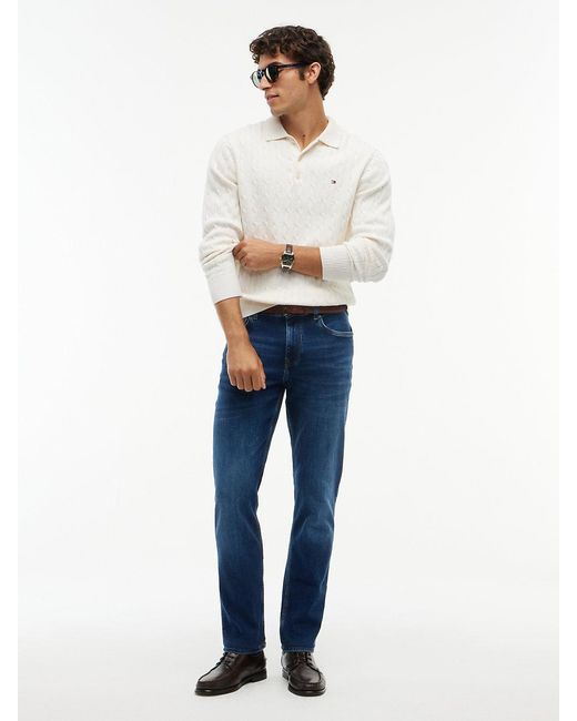 Tommy Hilfiger Blue Denton Whiskered Straight Leg Jeans for men