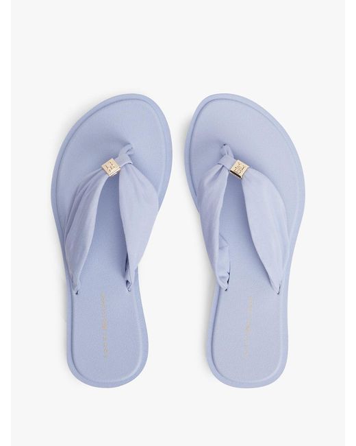 Tommy Hilfiger White Th Monogram Plaque Flip-Flops