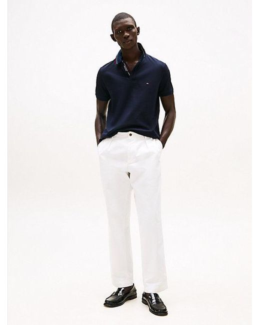 Polo De Corte Regular Con Cuello Ribeteado Tommy Hilfiger de hombre de color Blue