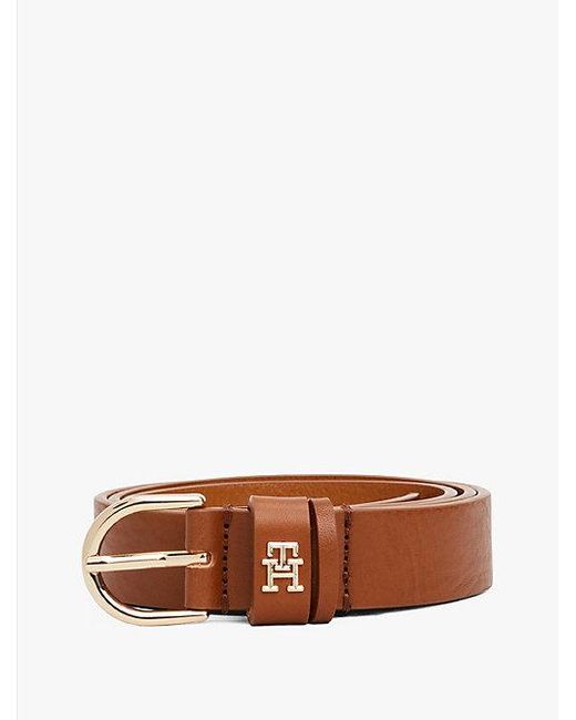 Tommy Hilfiger Essential Leren Riem Met Th-Monogram in het Brown