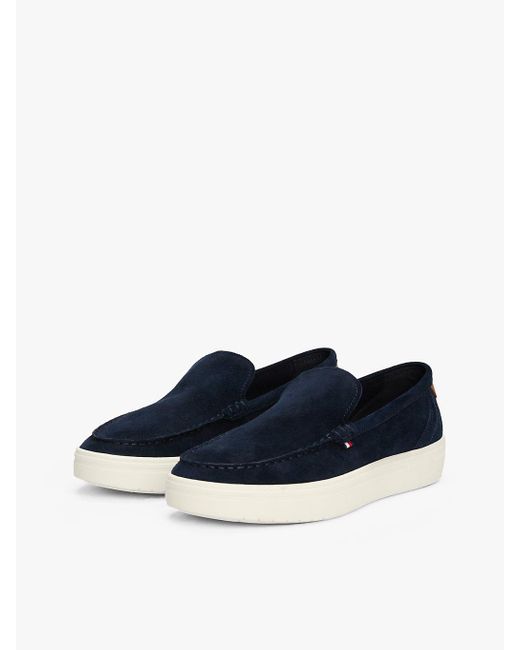 Mocassins Slip-On Emblématiques En Daim Tommy Hilfiger pour homme en coloris Blue
