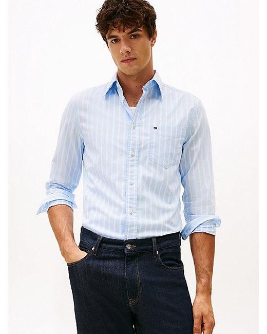 Tommy Hilfiger Th Flex Regular Fit Overhemd Met Strepen in het White voor heren