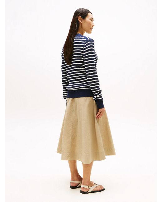 Pull En Maille Torsadée À Col Ras-Du-Cou Tommy Hilfiger en coloris Blue