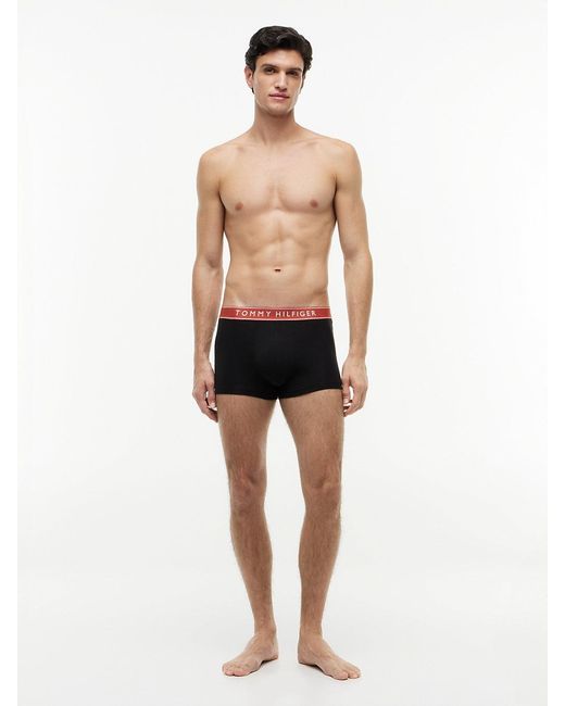 Tommy Hilfiger Black 3-Pack Essential Logo Waistband Trunks for men