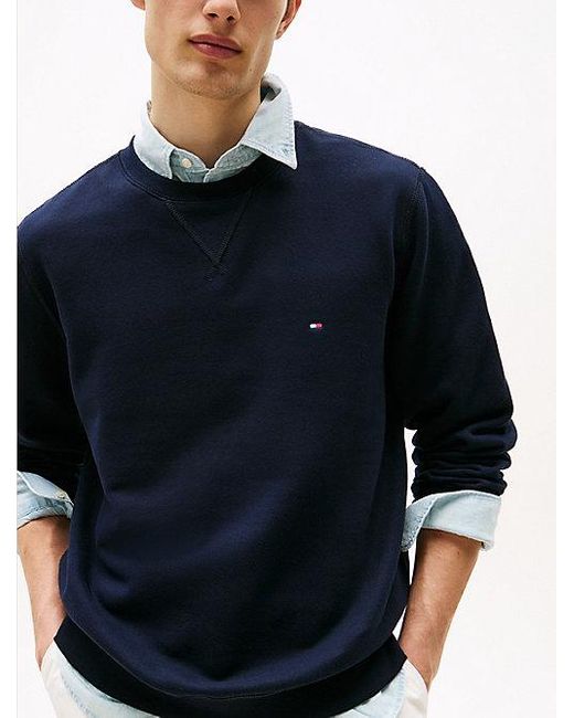 Sudadera De Felpa Con Cuello Redondo Tommy Hilfiger de hombre de color Blue