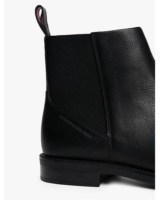 Tommy Hilfiger Leren Chelsea Boot Met Rits in het Black voor heren