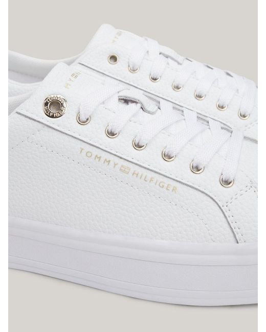 Tommy Hilfiger White Essential Metallic Heel Lace-up Trainers
