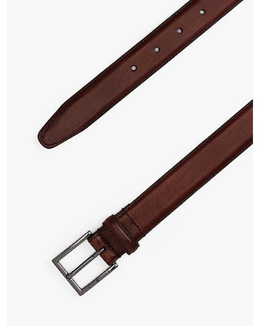 Tommy Hilfiger Leren Riem Met Vierkante Gesp in het Brown voor heren