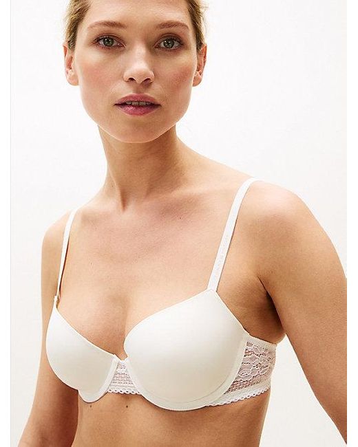 Sujetador Balconette Con Ribete De Encaje Tommy Hilfiger de color White