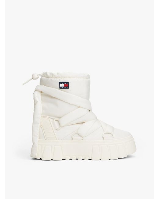 Tommy Hilfiger White Warm Lined Chunky Cleat Hybrid Snow Boots