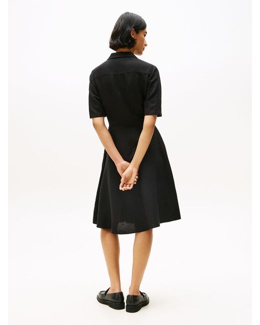 Tommy Hilfiger Black Relaxed Midi Linen Blend Shirt Dress
